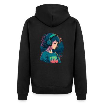 Hip Hop Mädchen - Unisex Premium Bio Zip Hoodie - Schwarz - Hinten - Nico (187cm)