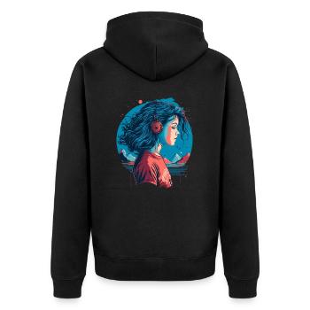 Vintage Lo-Fi Girl - Veste à capuche bio Premium Unisexe - noir - Dos - Nico (187cm)