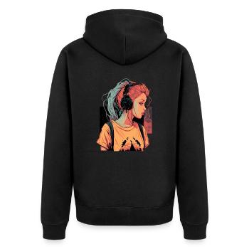 Musique esthétique Fille - Veste à capuche bio Premium Unisexe - noir - Dos - Nico (187cm)