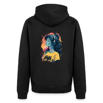 Lofi Music - Unisex Premium Organic Zip Hoodie - black - Back - Nico (187cm)
