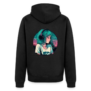 Mignonne Lo-Fi Fille - Veste à capuche bio Premium Unisexe - noir - Dos - Nico (187cm)
