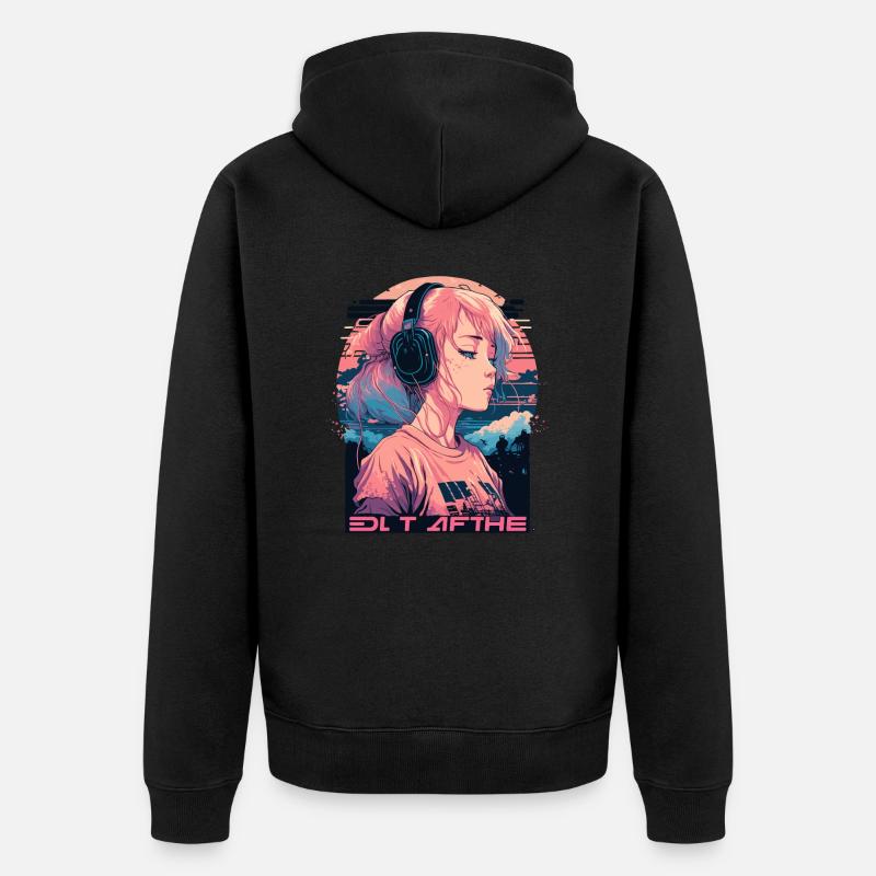 Trauriges Mädchen - Unisex Premium Bio Zip Hoodie - Schwarz