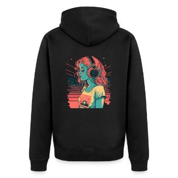 Waifu - Unisex Premium Bio Zip Hoodie - Schwarz - Hinten - Nico (187cm)