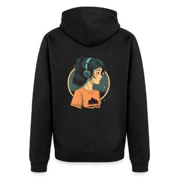 Süßes Anime-Mädchen - Unisex Premium Bio Zip Hoodie - Schwarz - Hinten - Nico (187cm)