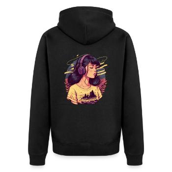 Tokyo Girl écoute Chill Beats - Veste à capuche bio Premium Unisexe - noir - Dos - Nico (187cm)