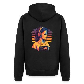 Les filles aiment la musique - Veste à capuche bio Premium Unisexe - noir - Dos - Nico (187cm)