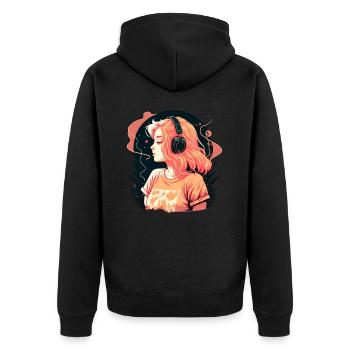 Geschenk - Unisex Premium Bio Zip Hoodie - Schwarz - Hinten - Nico (187cm)