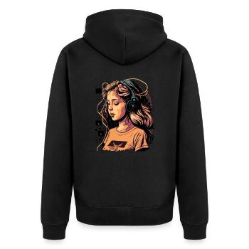 Kawaii - Unisex Premium Organic Zip Hoodie - black - Back - Nico (187cm)