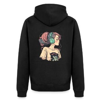 Lofi Beats - Unisex Premium Organic Zip Hoodie - black - Back - Nico (187cm)