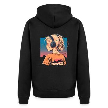 Vaporwave Anime Girl - Veste à capuche bio Premium Unisexe - noir - Dos - Nico (187cm)