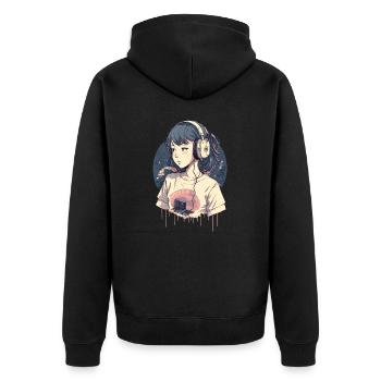 Kawaii Anime Girl - Veste à capuche bio Premium Unisexe - noir - Dos - Nico (187cm)