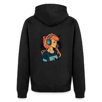 Fille aimant la musique - Veste à capuche bio Premium Unisexe - noir - Dos - Nico (187cm)