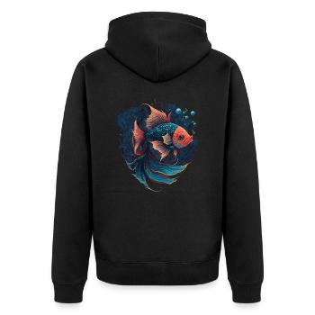 Schöne Fisch Illustration - Unisex Premium Bio Zip Hoodie - Schwarz - Hinten - Nico (187cm)
