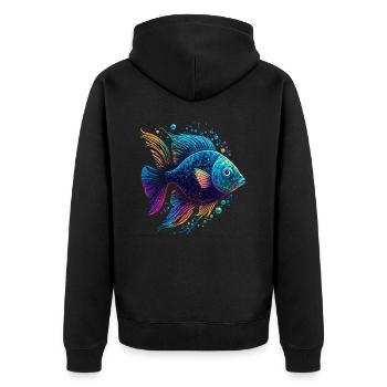 Regenbogenfisch - Unisex Premium Bio Zip Hoodie - Schwarz - Hinten - Nico (187cm)