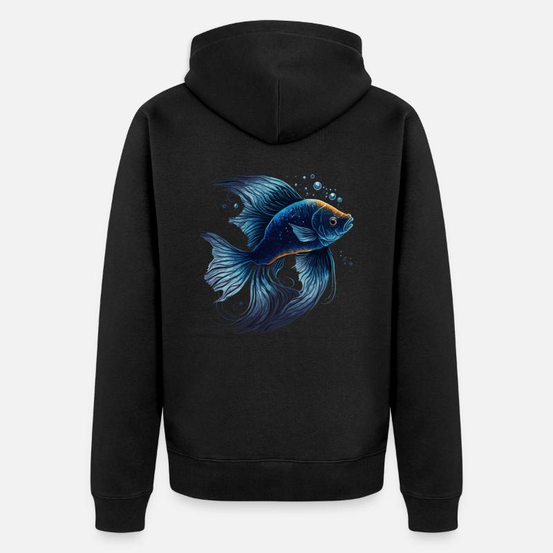 Poisson bleu - Veste à capuche bio Premium Unisexe - noir