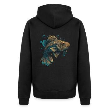 Trout Illustration - Unisex Premium Organic Zip Hoodie - black - Back - Nico (187cm)