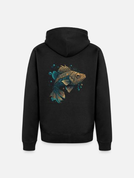 Forelle Illustration - Unisex Premium Bio Zip Hoodie - Schwarz