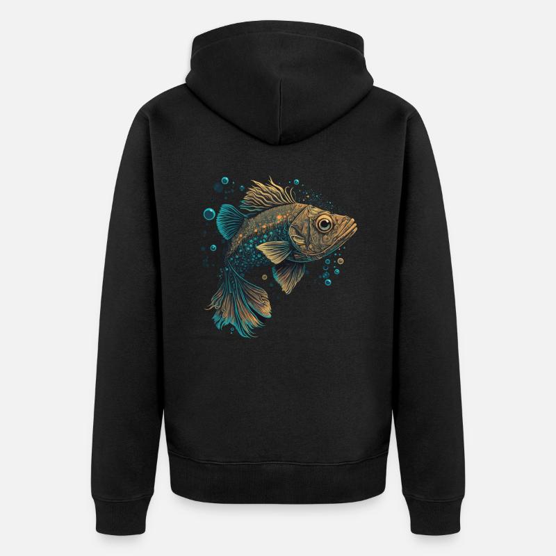 Illustration de truite - Veste à capuche bio Premium Unisexe - noir