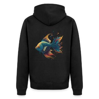 Seebarsch - Unisex Premium Bio Zip Hoodie - Schwarz - Hinten - Nico (187cm)