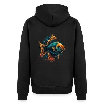 Tiefsee-Kreatur - Unisex Premium Bio Zip Hoodie - Schwarz - Hinten - Nico (187cm)