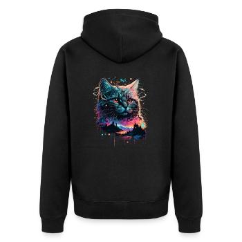 Gaming Cat - Unisex Premium Organic Zip Hoodie - black - Back - Nico (187cm)