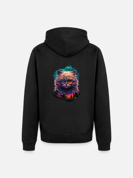 Lucky Charm Cat - Unisex Premium Organic Zip Hoodie - black