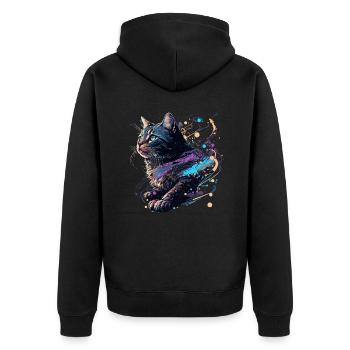 Katzen-Kunstwerk - Unisex Premium Bio Zip Hoodie - Schwarz - Hinten - Nico (187cm)