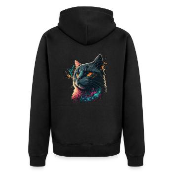 Asiatisch - Unisex Premium Bio Zip Hoodie - Schwarz - Hinten - Nico (187cm)