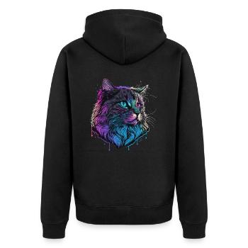 Vaper Cat Illustration - Unisex Premium Organic Zip Hoodie - black - Back - Nico (187cm)