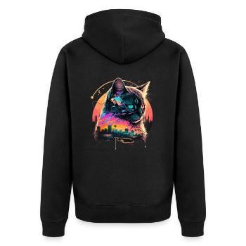 Miami Beach Cat - Unisex Premium Organic Zip Hoodie - black - Back - Nico (187cm)