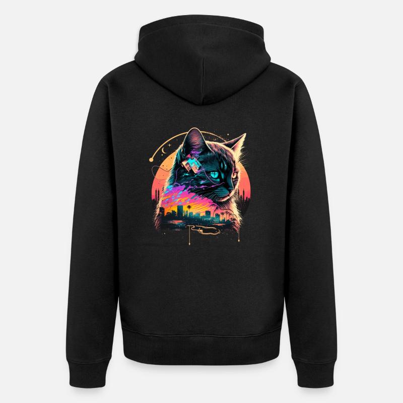 Chat de Miami Beach - Veste à capuche bio Premium Unisexe - noir