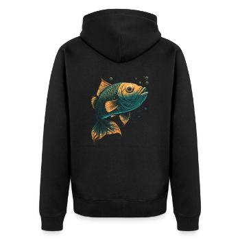 Fischfächer Illustration - Unisex Premium Bio Zip Hoodie - Schwarz - Hinten - Nico (187cm)