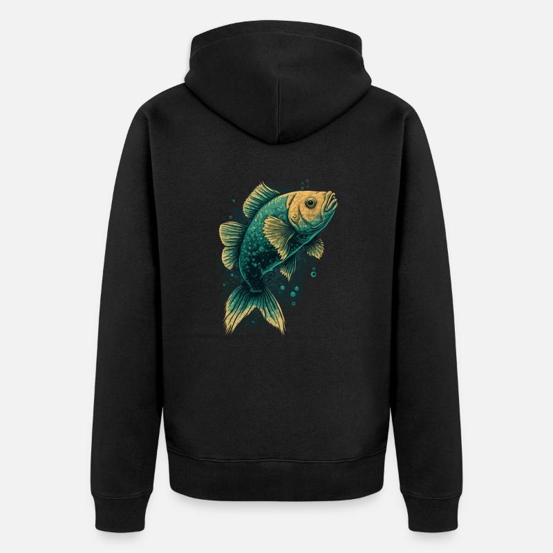 Amour du poisson - Veste à capuche bio Premium Unisexe - noir