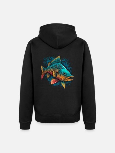 River Fish - Unisex Premium Organic Zip Hoodie - black
