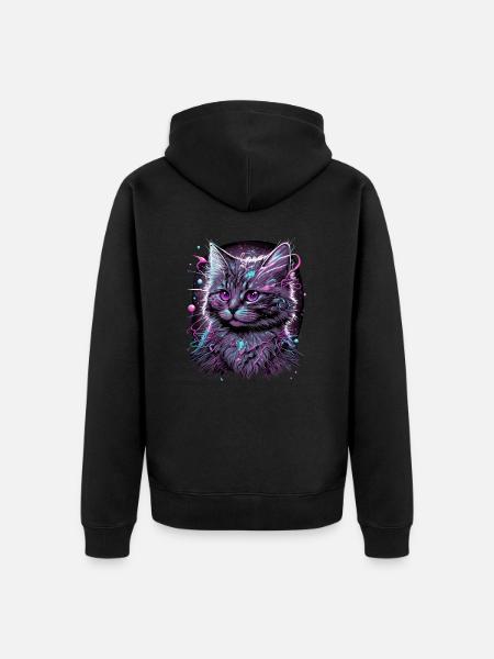 Anime Cat - Unisex Premium Organic Zip Hoodie - black