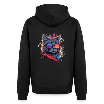 Electronic Cat - Unisex Premium Organic Zip Hoodie - black - Back - Nico (187cm)