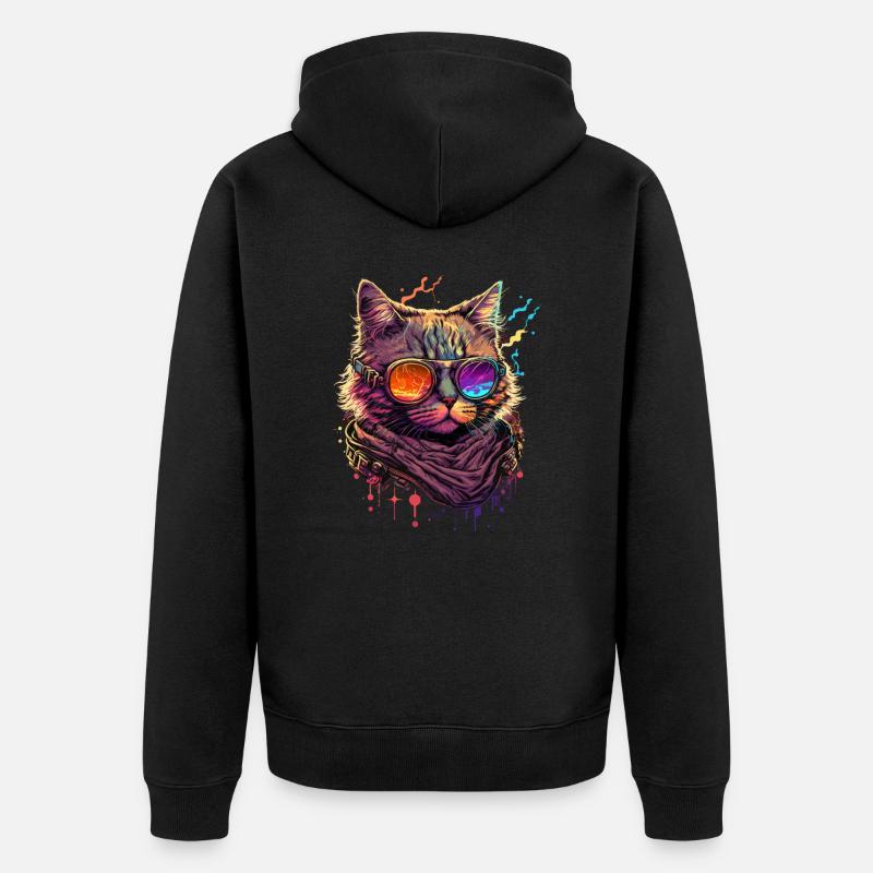 Vaper Wave Cat - Veste à capuche bio Premium Unisexe - noir