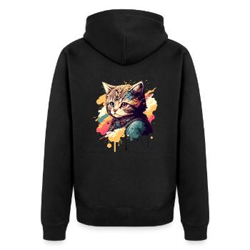 Chaton vintage - Veste à capuche bio Premium Unisexe - noir - Dos - Nico (187cm)