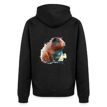 Watercolor Guinea Pig - Unisex Premium Organic Zip Hoodie - black - Back - Nico (187cm)