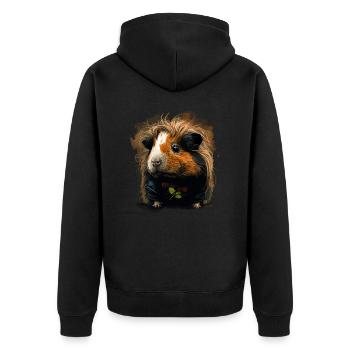 Süßes Meerschweinchen - Unisex Premium Bio Zip Hoodie - Schwarz - Hinten - Nico (187cm)