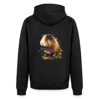 Hamster Illustration - Unisex Premium Bio Zip Hoodie - Schwarz - Hinten - Nico (187cm)