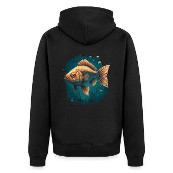 Illustration de poissons d’eau profonde - Veste à capuche bio Premium Unisexe - noir - Dos - Nico (187cm)