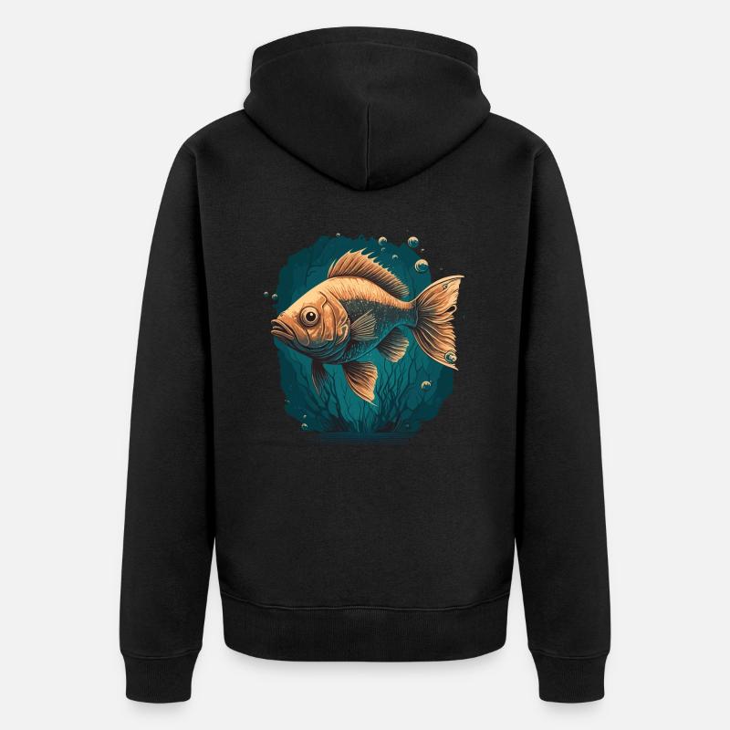 Illustration de poissons d’eau profonde - Veste à capuche bio Premium Unisexe - noir
