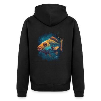 Fische, die im Meer leben - Unisex Premium Bio Zip Hoodie - Schwarz - Hinten - Nico (187cm)
