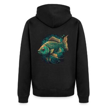 Œuvre d’art sur les poissons - Veste à capuche bio Premium Unisexe - noir - Dos - Nico (187cm)