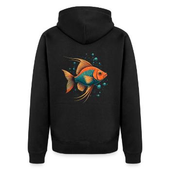 Unique Fish illustration - Unisex Premium Organic Zip Hoodie - black - Back - Nico (187cm)