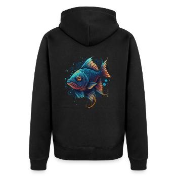 Œuvre d’art sur les poissons - Veste à capuche bio Premium Unisexe - noir - Dos - Nico (187cm)