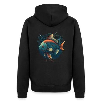 Poisson fou - Veste à capuche bio Premium Unisexe - noir - Dos - Nico (187cm)