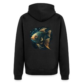 Niedlicher Fisch - Unisex Premium Bio Zip Hoodie - Schwarz - Hinten - Nico (187cm)