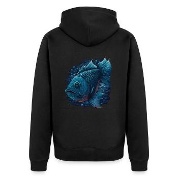 Wirklich hässlicher Fisch - Unisex Premium Bio Zip Hoodie - Schwarz - Hinten - Nico (187cm)
